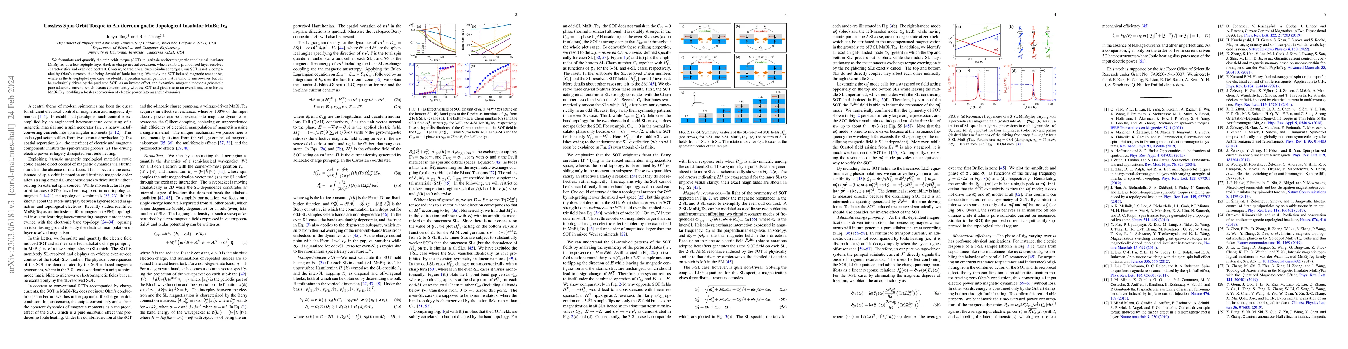 Thumbnail for Lossless Spin-Orbit Torque in Antiferromagnetic Topological Insulator
  MnBi$_2$Te$_4$