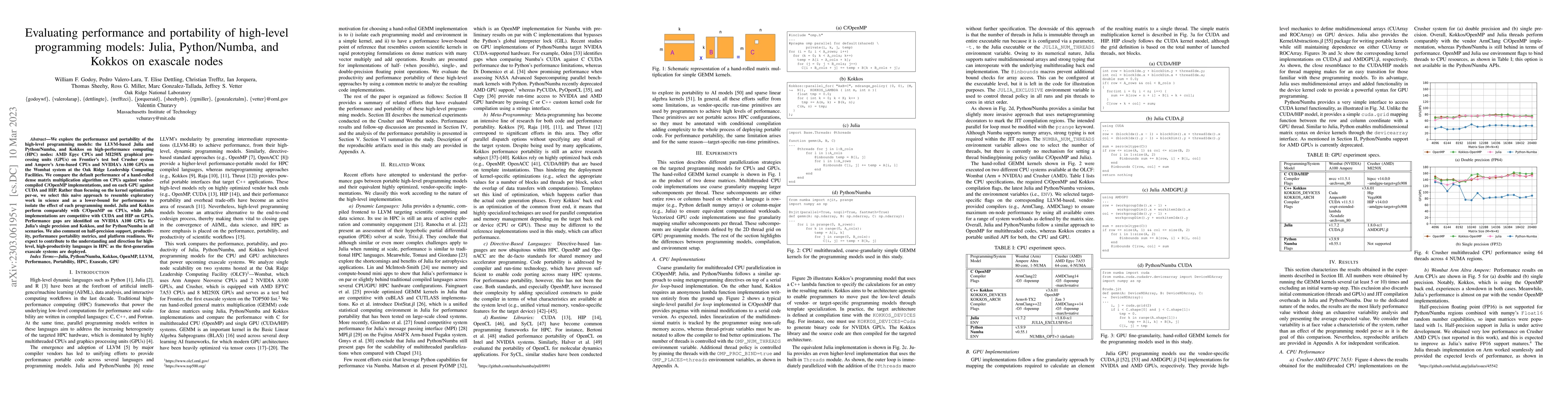 Thumbnail for Evaluating performance and portability of high-level programming models:
  Julia, Python/Numba, and Kokkos on exascale nodes