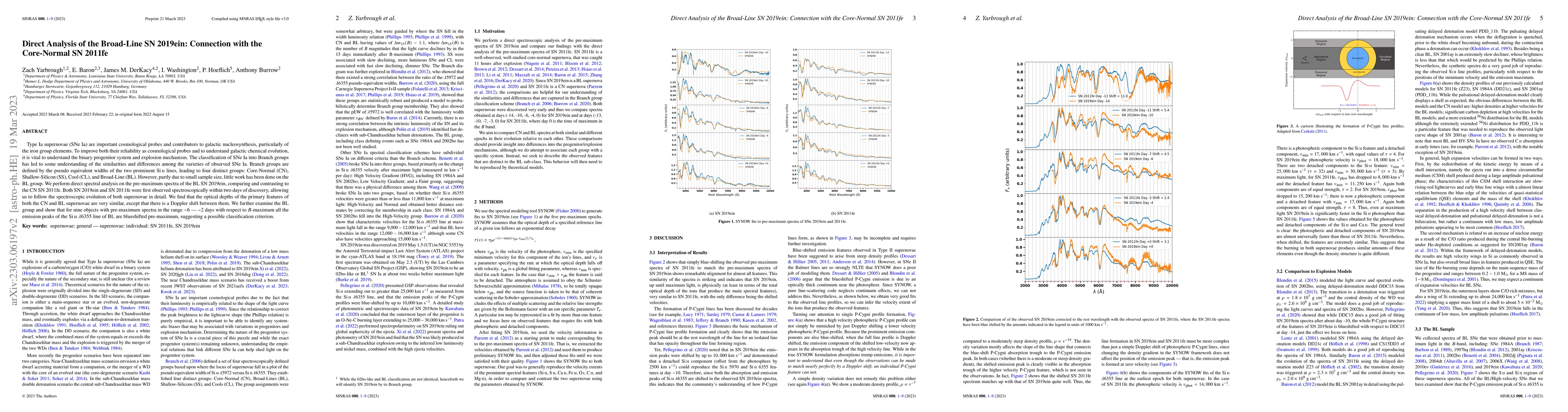 Thumbnail for Direct Analysis of the Broad-Line SN 2019ein: Connection with the
  Core-Normal SN 2011fe