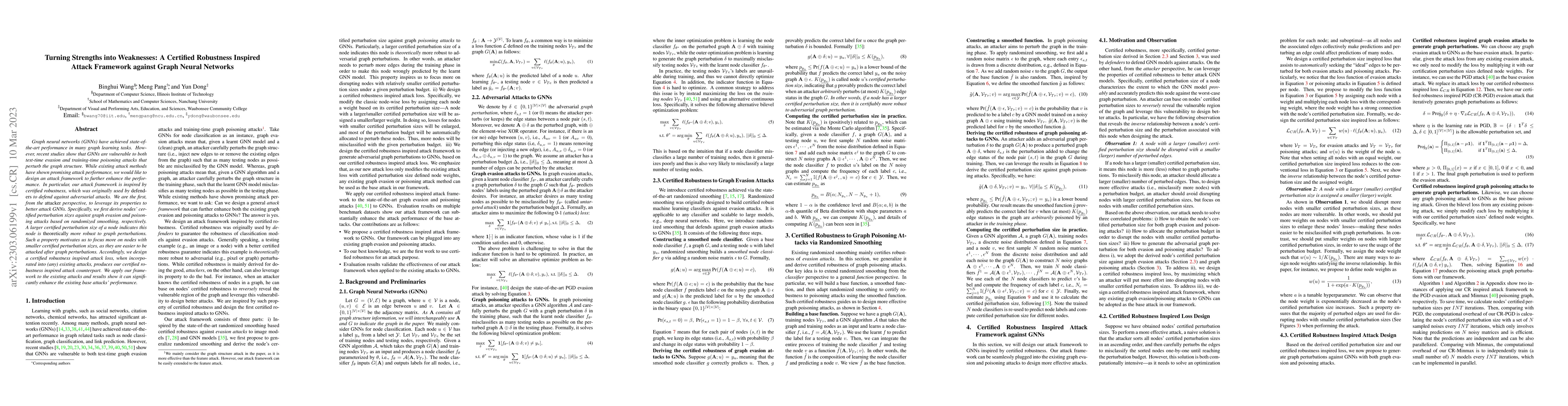 Thumbnail for Turning Strengths into Weaknesses: A Certified Robustness Inspired
  Attack Framework against Graph Neural Networks
