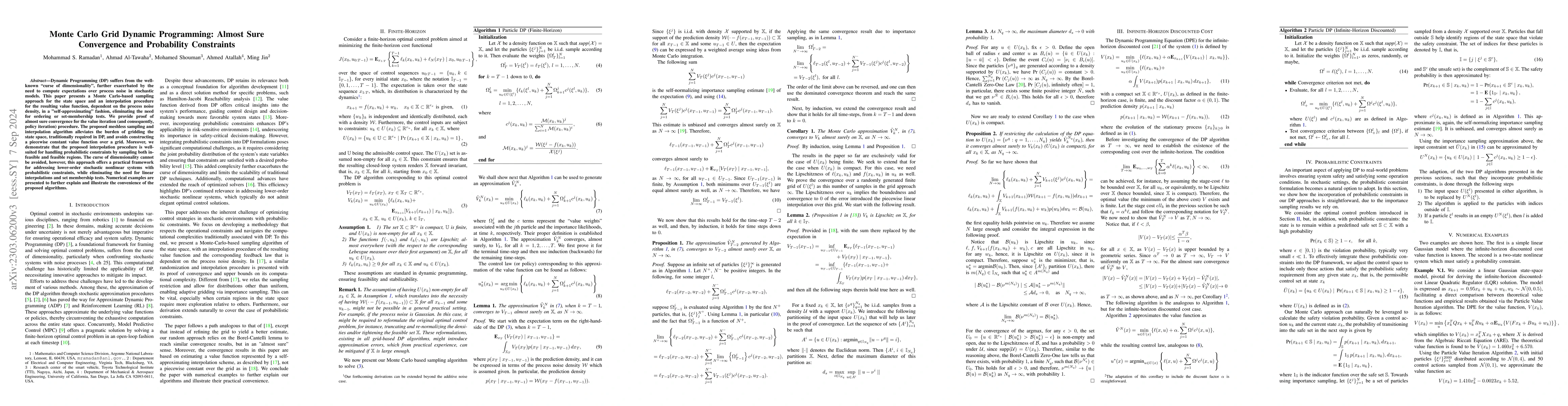 Thumbnail for Monte Carlo Grid Dynamic Programming: Almost Sure Convergence and
  Probability Constraints