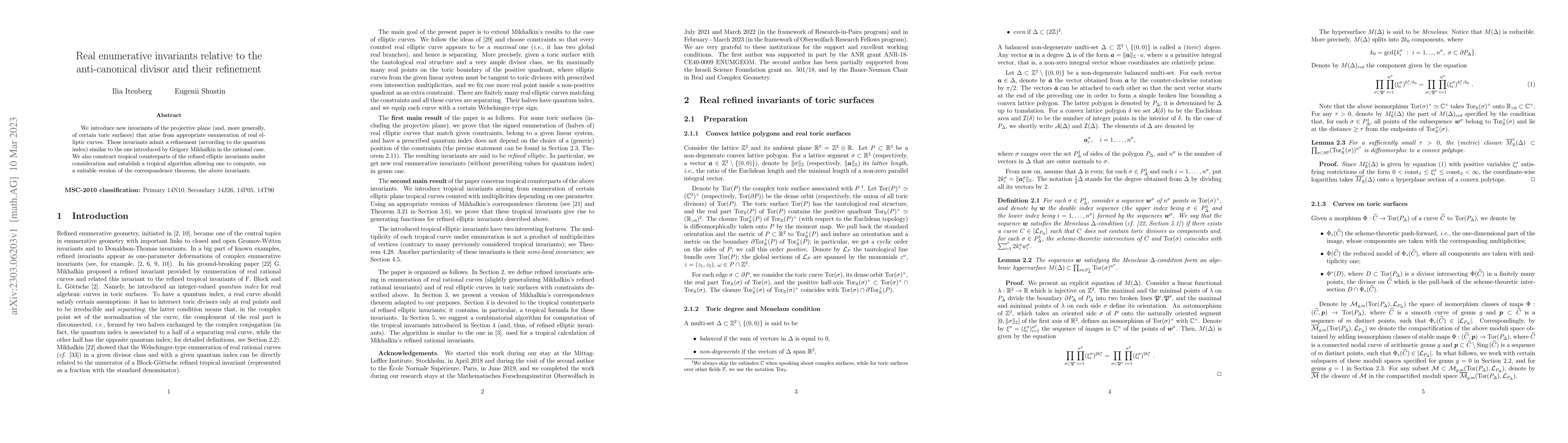 Thumbnail for Real enumerative invariants relative to the anti-canonical divisor and
  their refinement