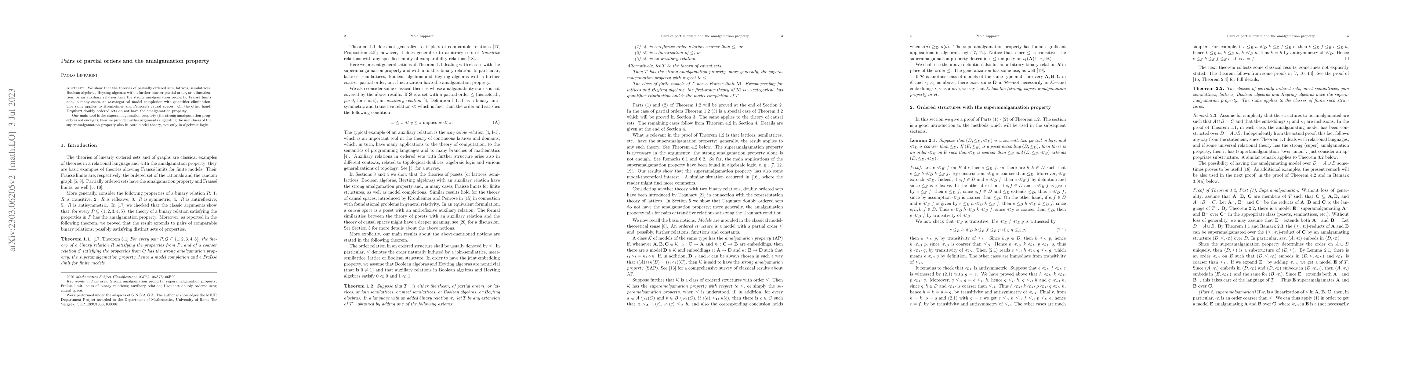 Thumbnail for Pairs of partial orders and the amalgamation property
