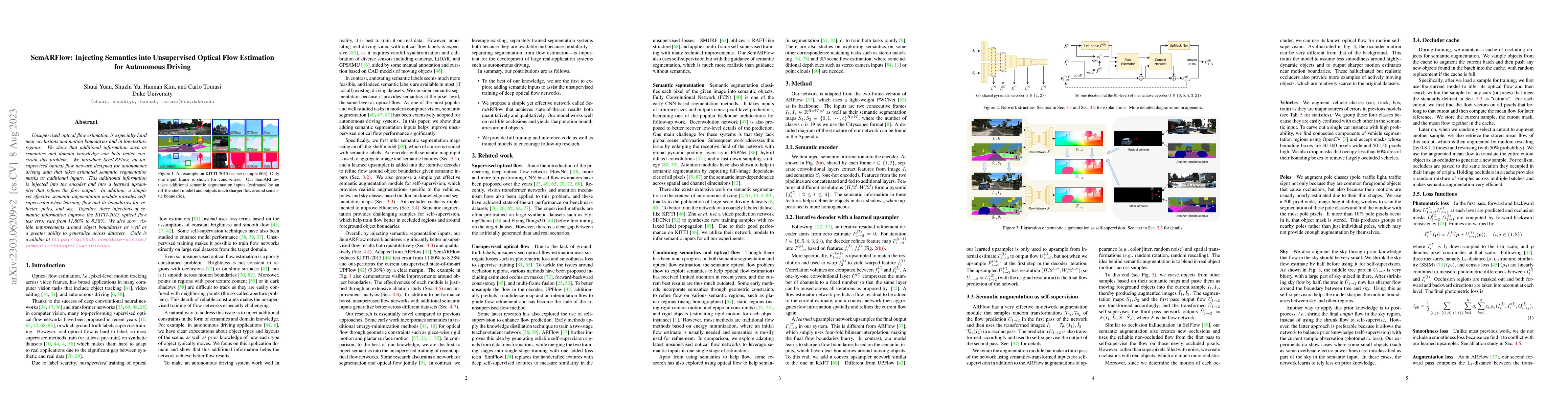 Thumbnail for SemARFlow: Injecting Semantics into Unsupervised Optical Flow Estimation
  for Autonomous Driving