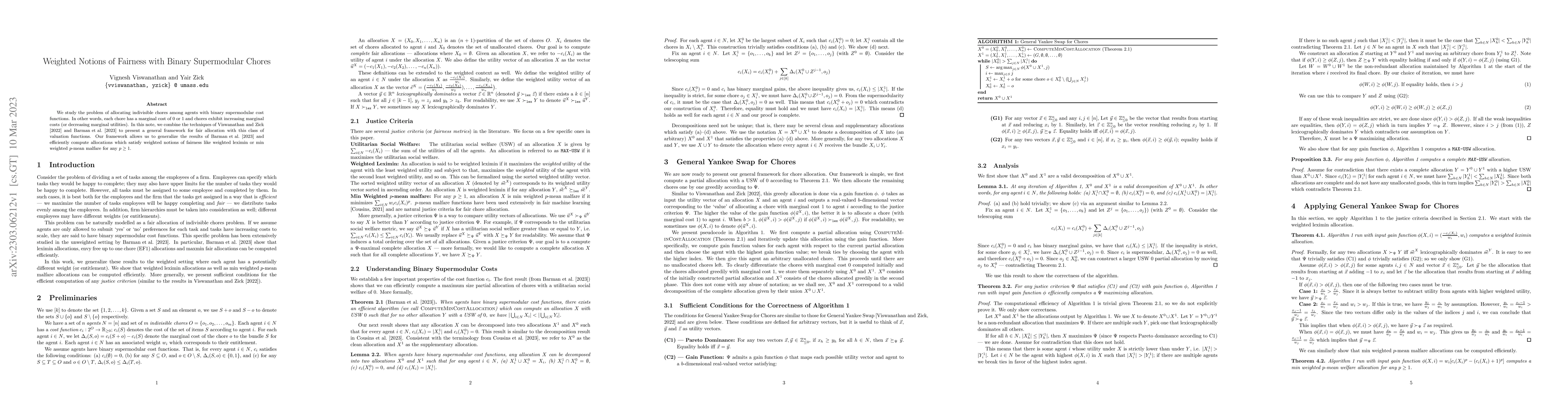 Thumbnail for Weighted Notions of Fairness with Binary Supermodular Chores