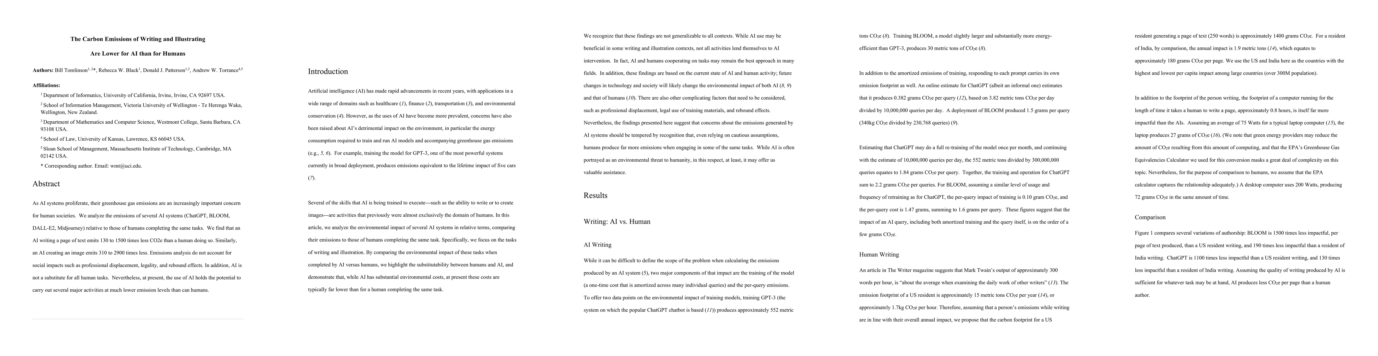 Thumbnail for The Carbon Emissions of Writing and Illustrating Are Lower for AI than
  for Humans