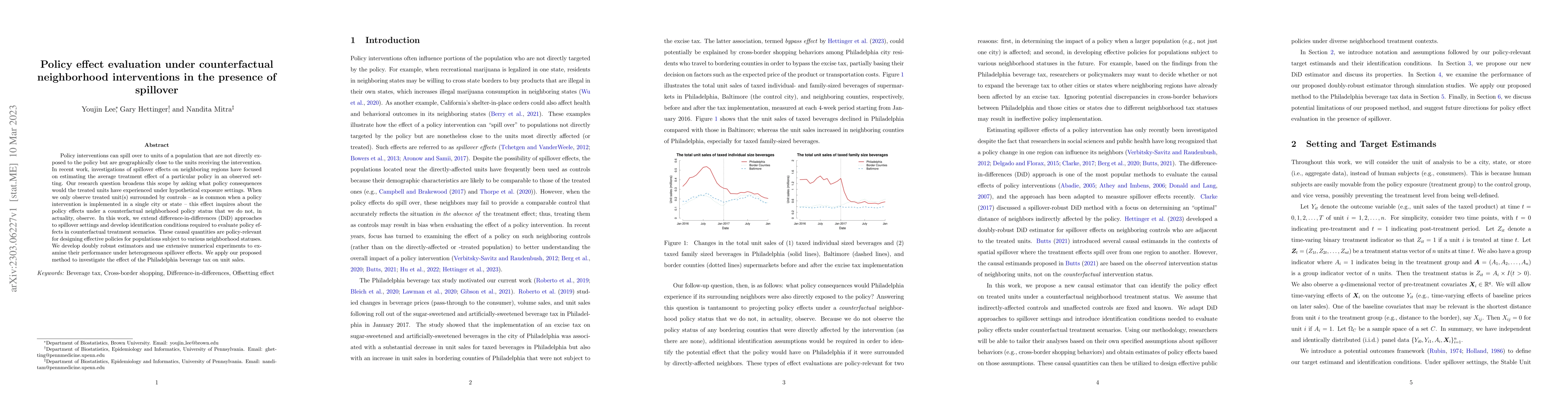 Thumbnail for Policy effect evaluation under counterfactual neighborhood interventions
  in the presence of spillover