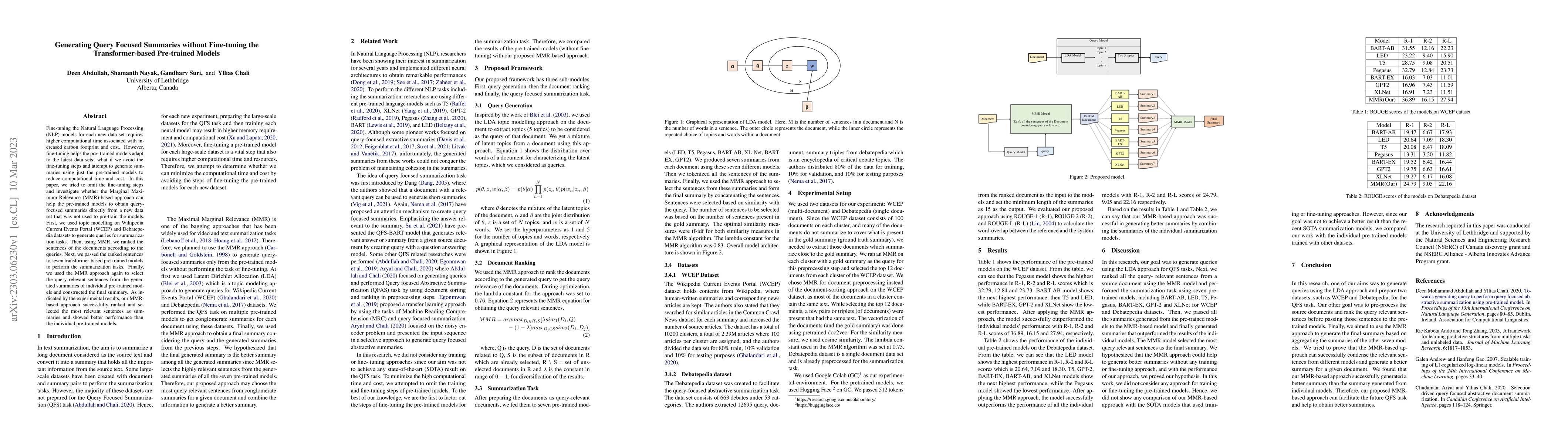 Thumbnail for Generating Query Focused Summaries without Fine-tuning the
  Transformer-based Pre-trained Models