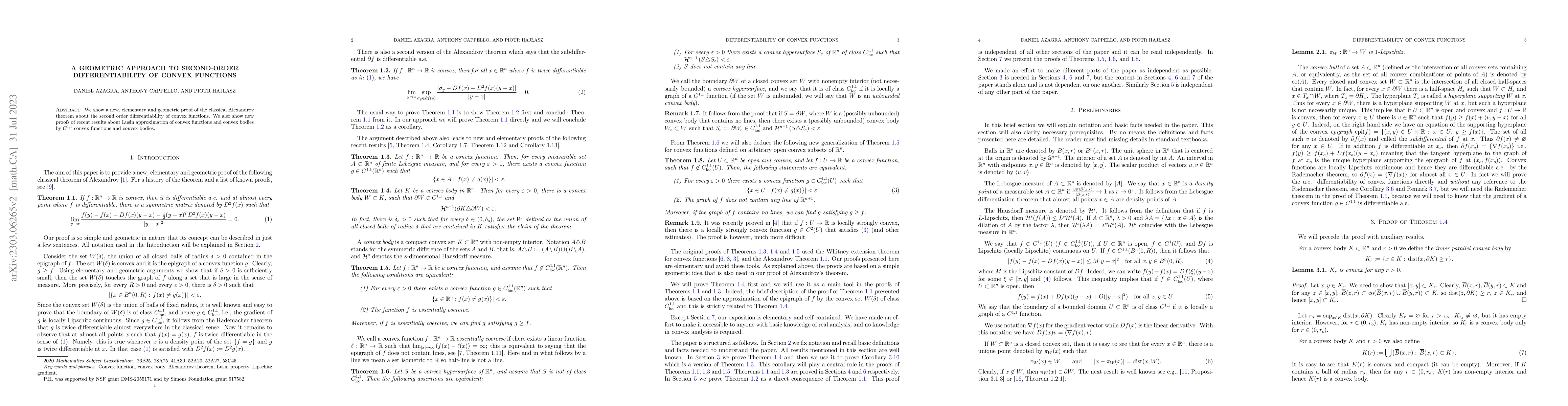 Thumbnail for A geometric approach to second-order differentiability of convex
  functions