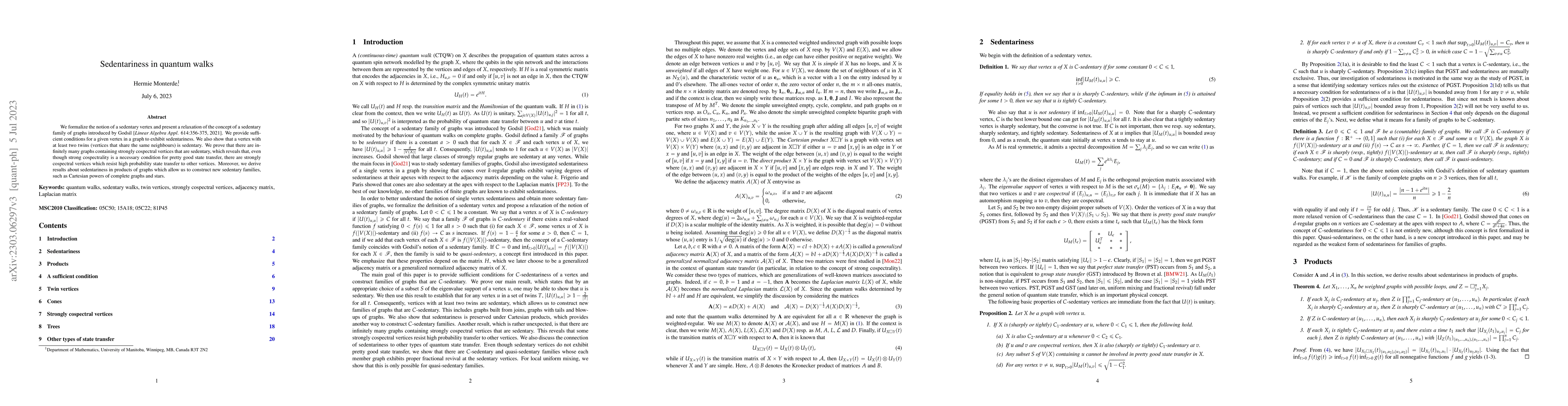 Thumbnail for Sedentariness in quantum walks