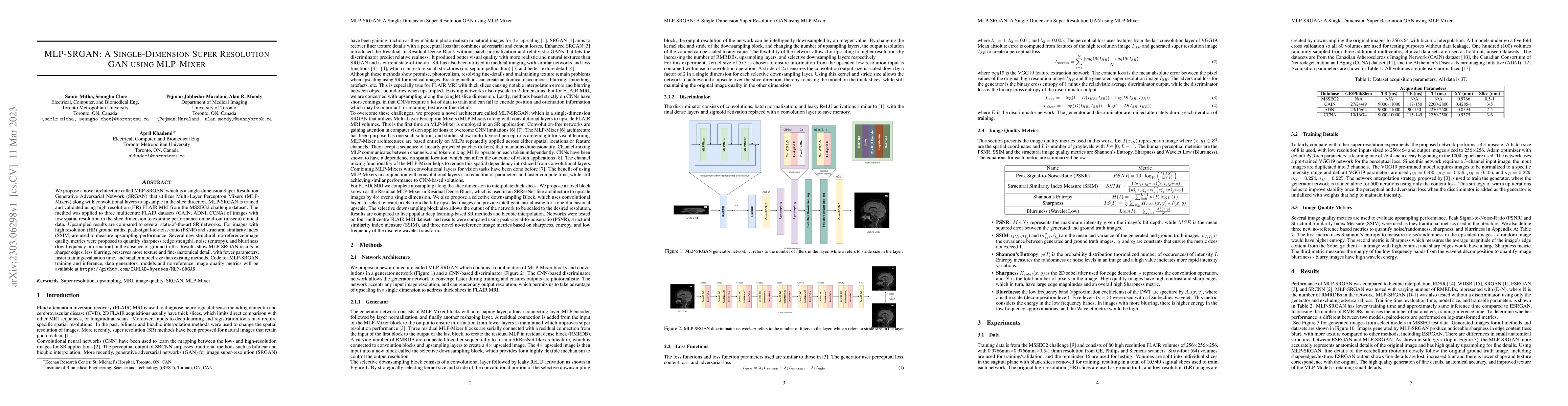 Thumbnail for MLP-SRGAN: A Single-Dimension Super Resolution GAN using MLP-Mixer