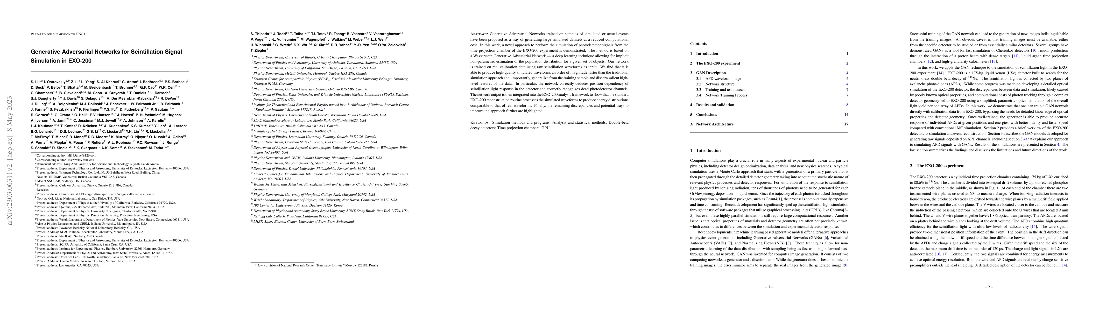 Thumbnail for Generative Adversarial Networks for Scintillation Signal Simulation in
  EXO-200