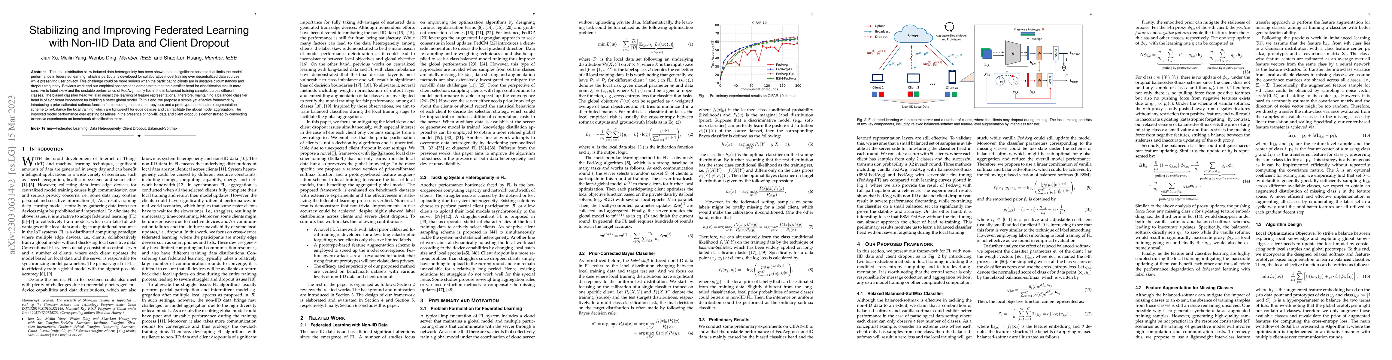 Thumbnail for Stabilizing and Improving Federated Learning with Non-IID Data and
  Client Dropout