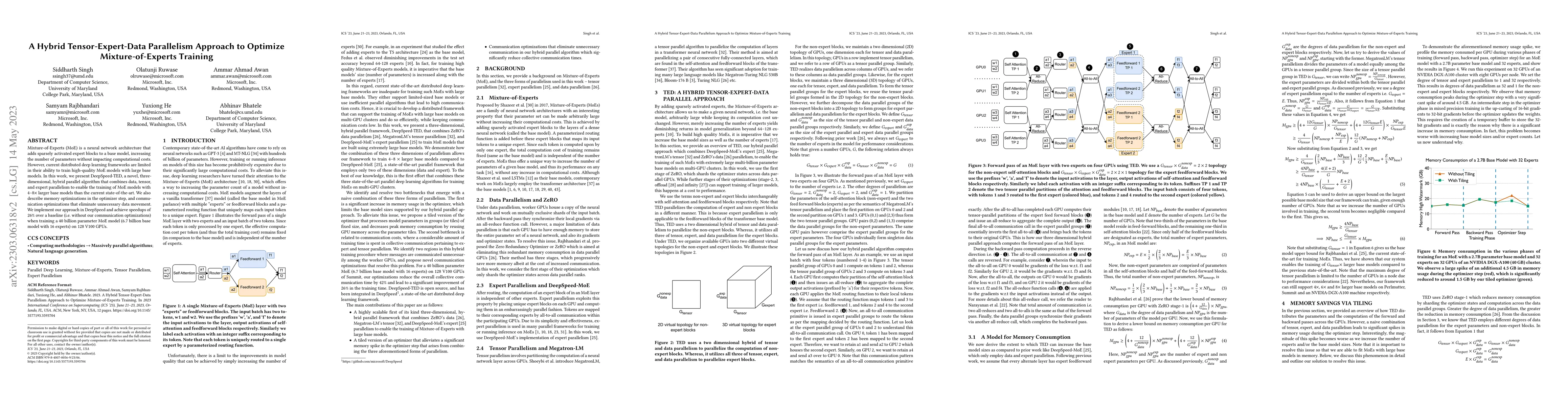 Thumbnail for A Hybrid Tensor-Expert-Data Parallelism Approach to Optimize
  Mixture-of-Experts Training