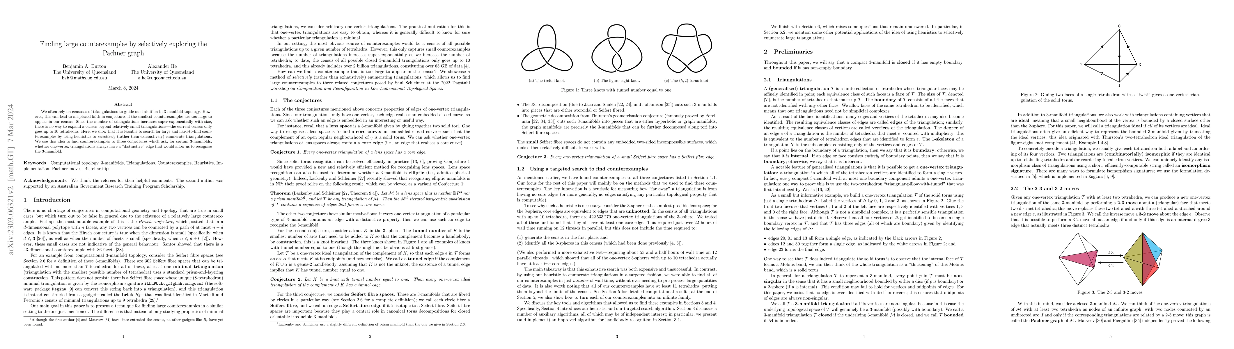 Thumbnail for Finding large counterexamples by selectively exploring the Pachner graph