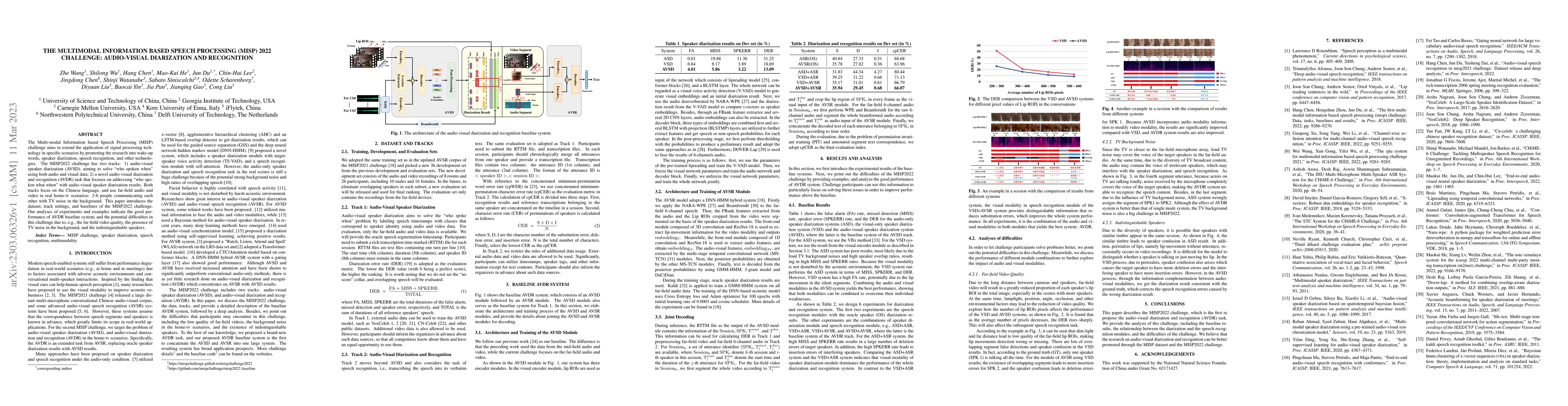 Thumbnail for The Multimodal Information based Speech Processing (MISP) 2022
  Challenge: Audio-Visual Diarization and Recognition