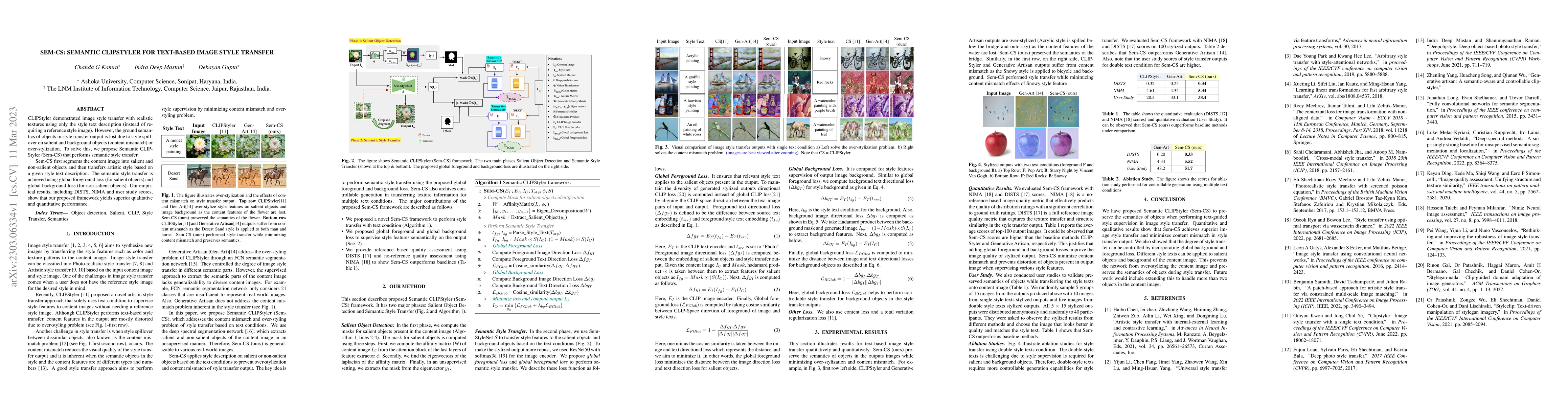Thumbnail for SEM-CS: Semantic CLIPStyler for Text-Based Image Style Transfer