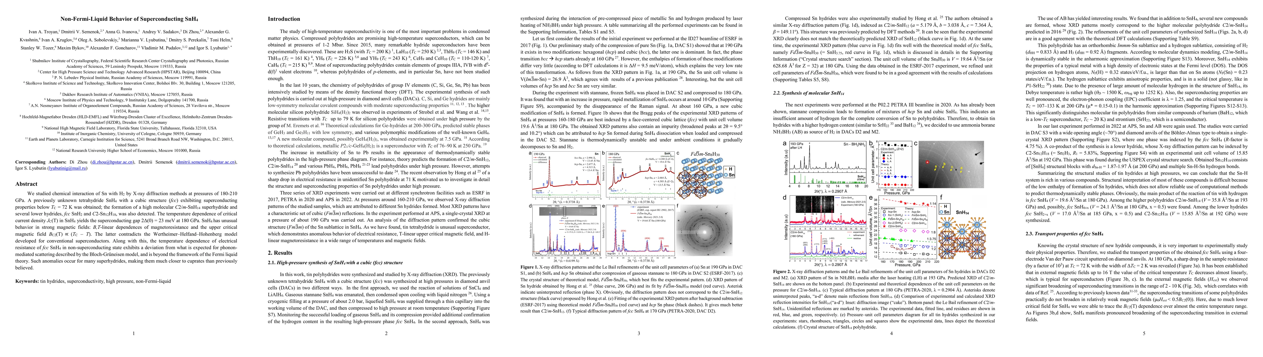 Thumbnail for Non-Fermi-Liquid Behavior of Superconducting SnH$_4$