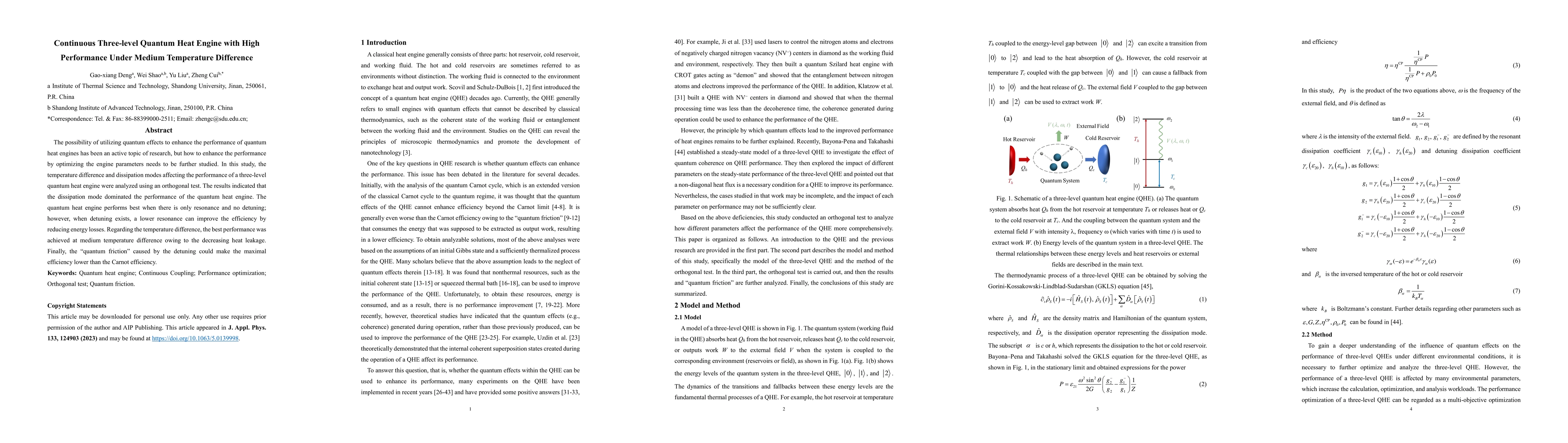 Thumbnail for Continuous Three-level Quantum Heat Engine with High Performance Under
  Medium Temperature Difference