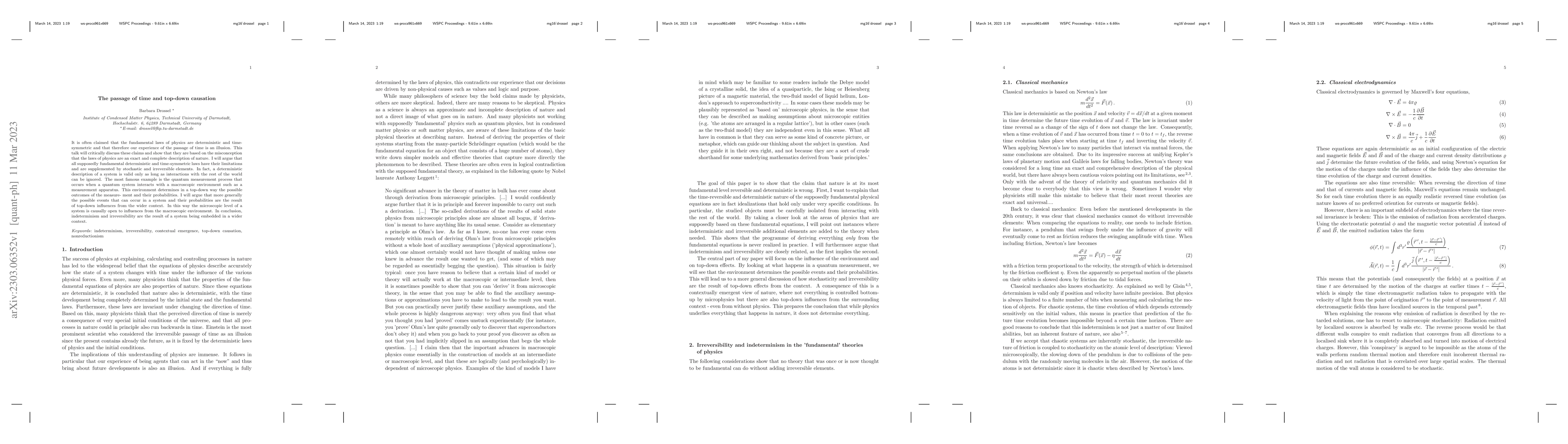 Thumbnail for The passage of time and top-down causation