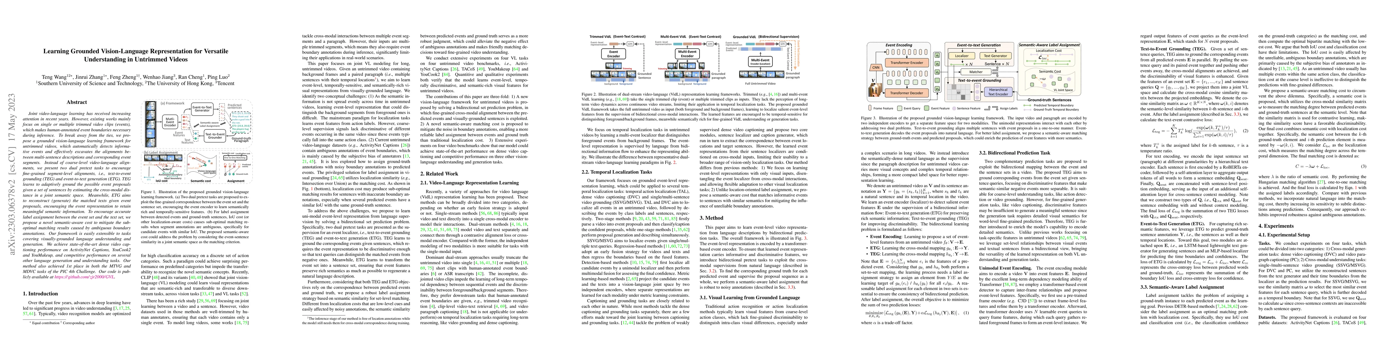 Thumbnail for Learning Grounded Vision-Language Representation for Versatile
  Understanding in Untrimmed Videos