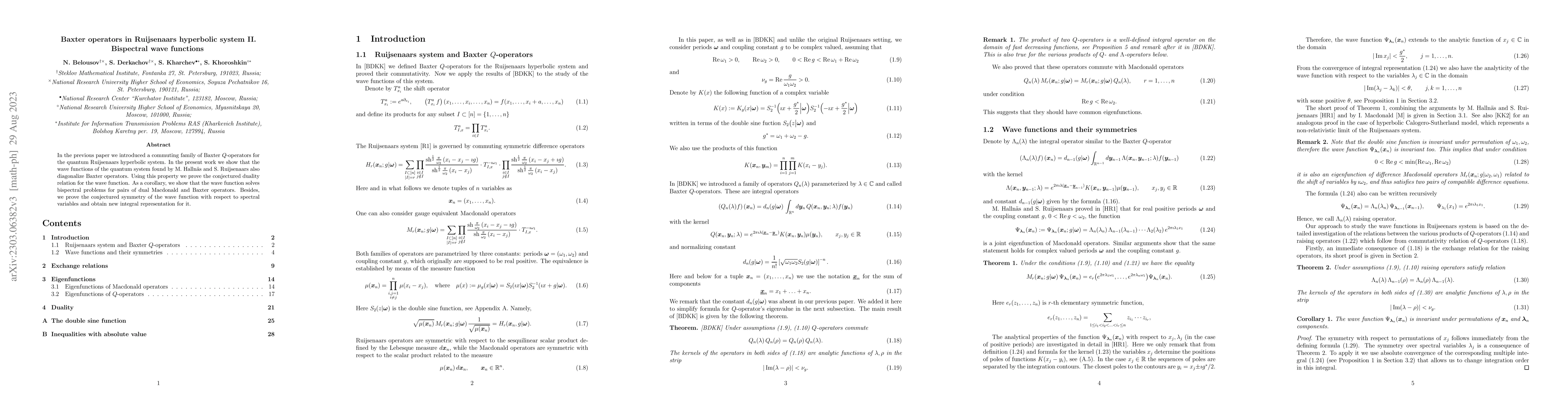 Thumbnail for Baxter operators in Ruijsenaars hyperbolic system II. Bispectral wave
  functions