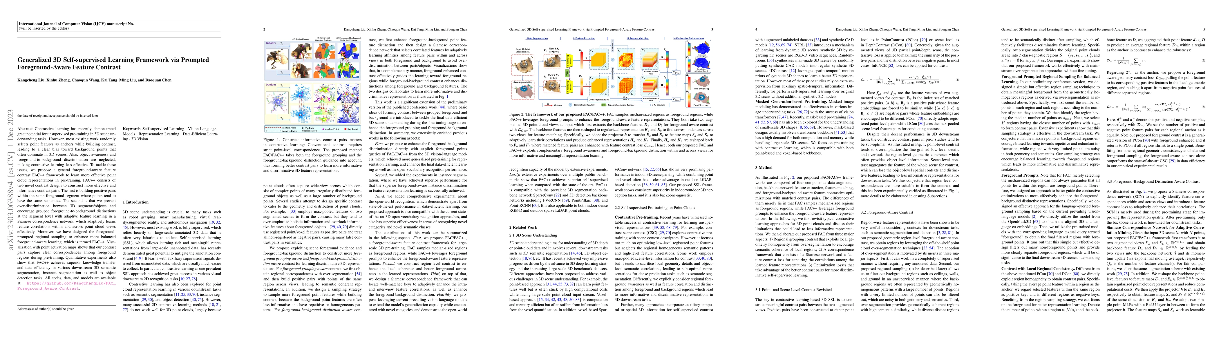 Thumbnail for Generalized 3D Self-supervised Learning Framework via Prompted
  Foreground-Aware Feature Contrast