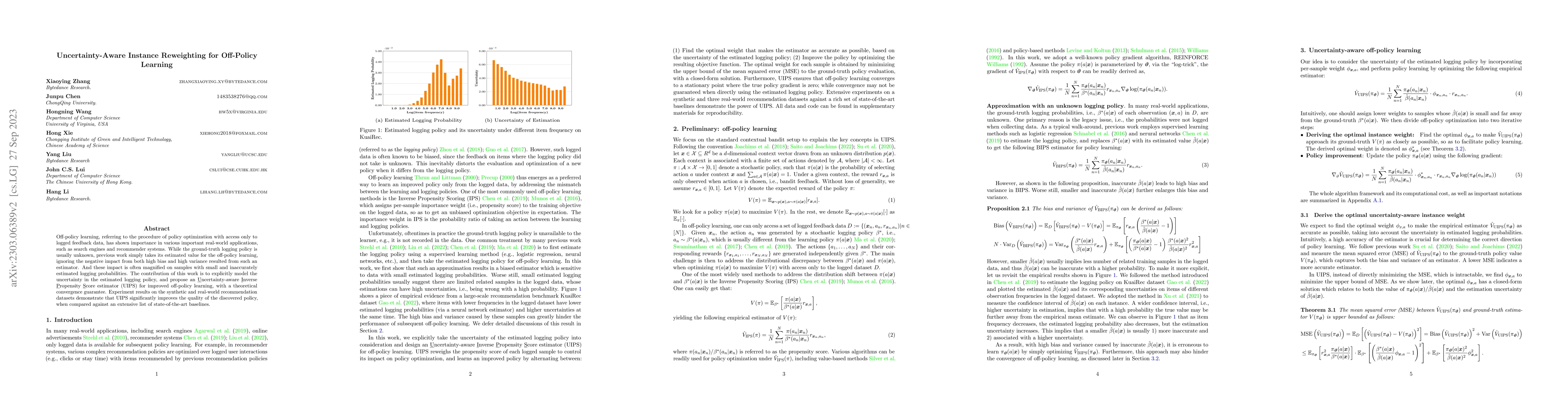 Thumbnail for Uncertainty-Aware Instance Reweighting for Off-Policy Learning