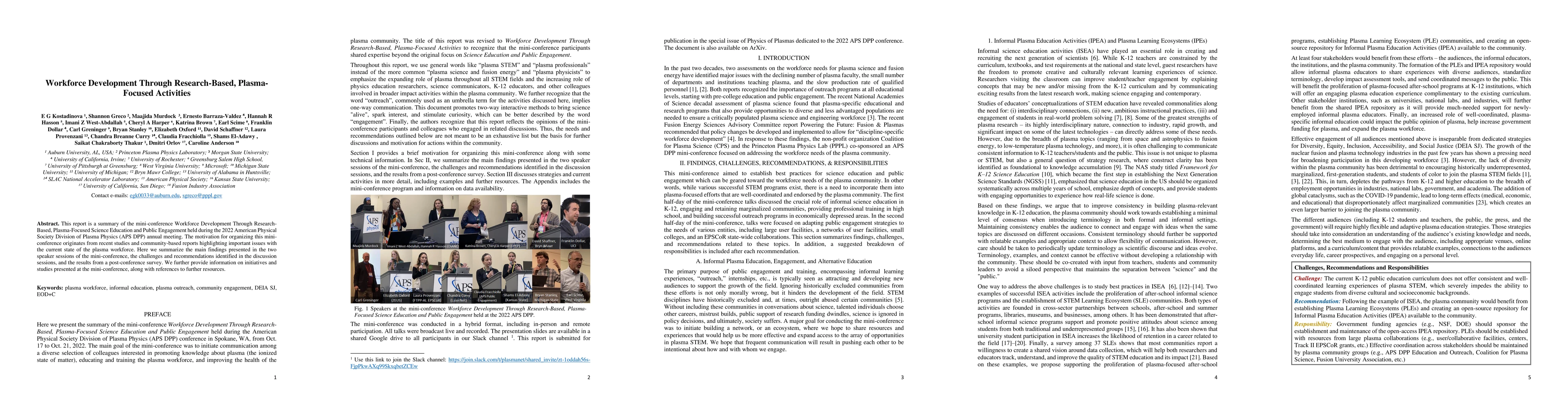 Thumbnail for Workforce Development Through Research-Based, Plasma-Focused Activities