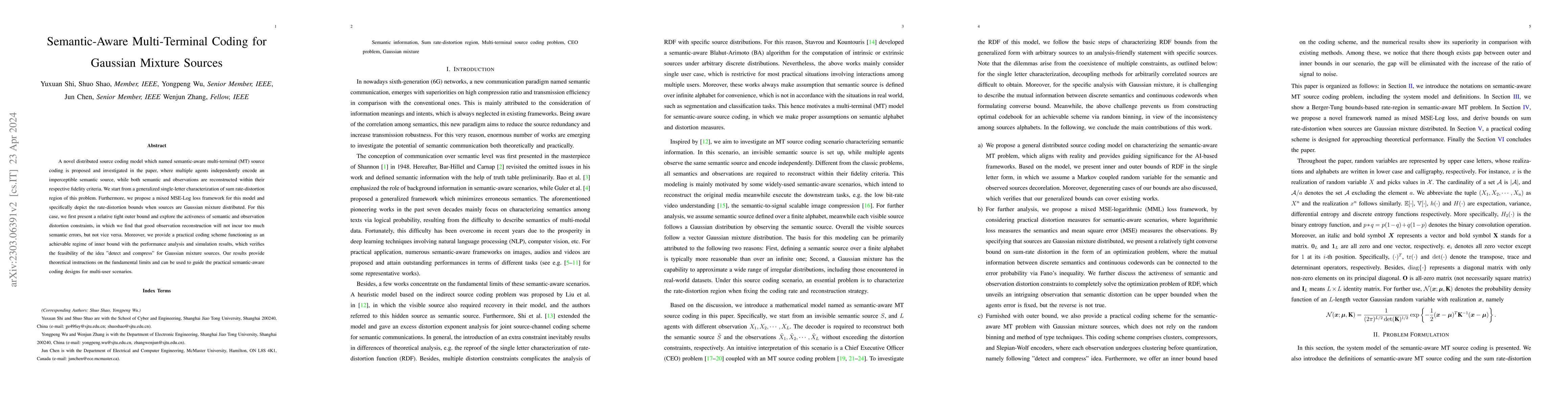 Thumbnail for Semantic-Aware Multi-Terminal Coding for Gaussian Mixture Sources