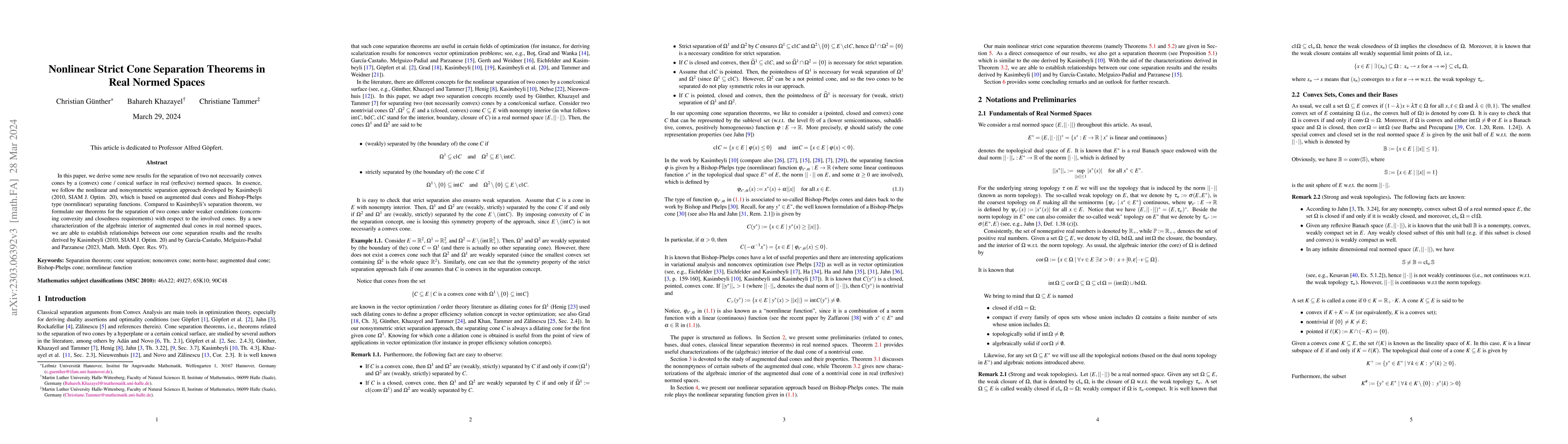 Thumbnail for Nonlinear Strict Cone Separation Theorems in Real Normed Spaces