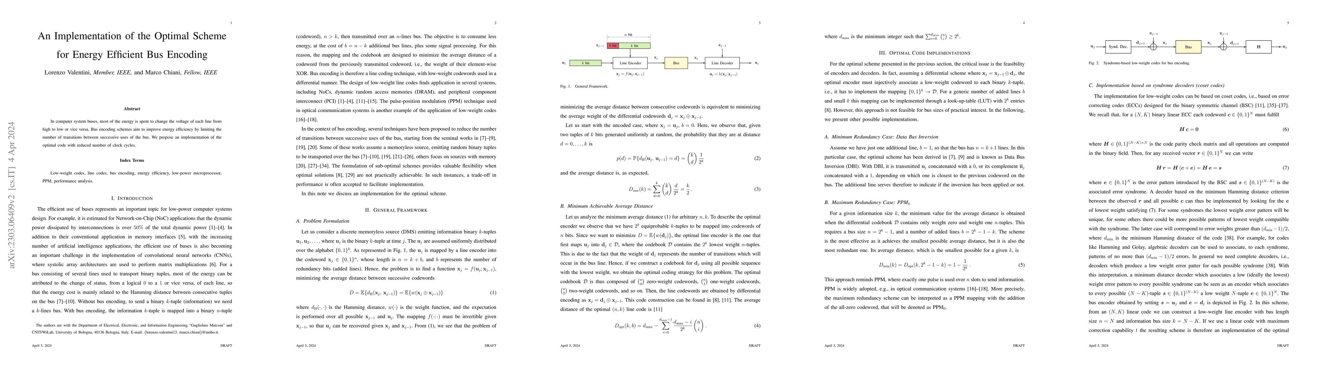 Thumbnail for An Implementation of the Optimal Scheme for Energy Efficient Bus
  Encoding