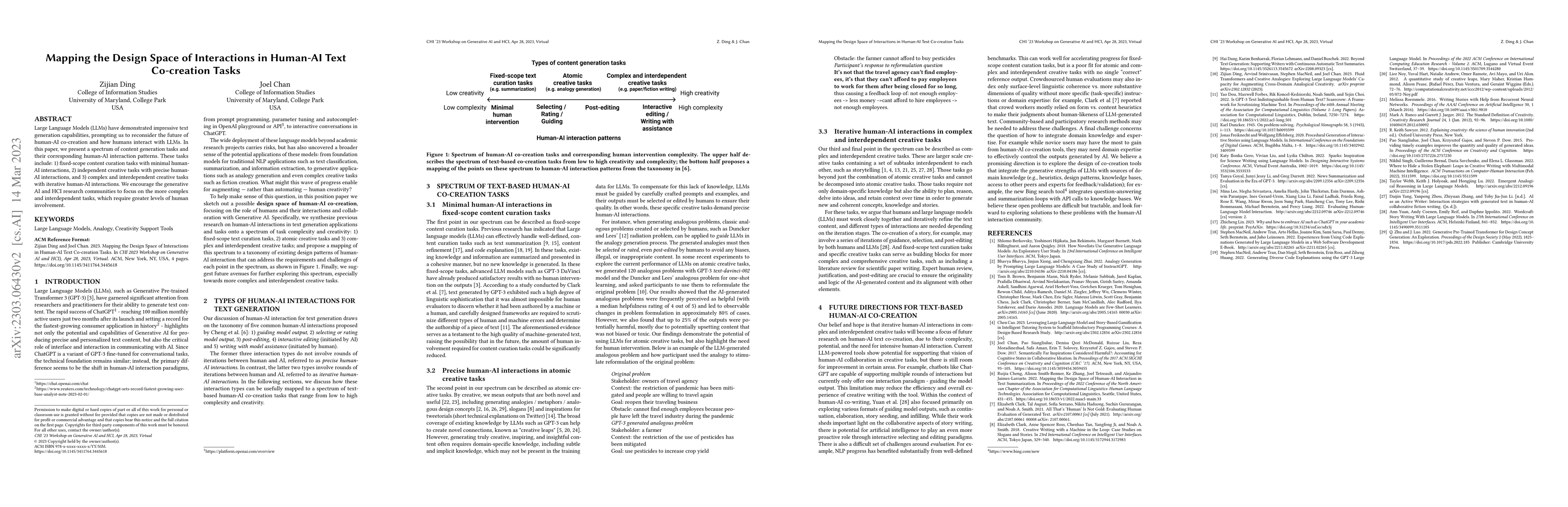 Thumbnail for Mapping the Design Space of Interactions in Human-AI Text Co-creation
  Tasks
