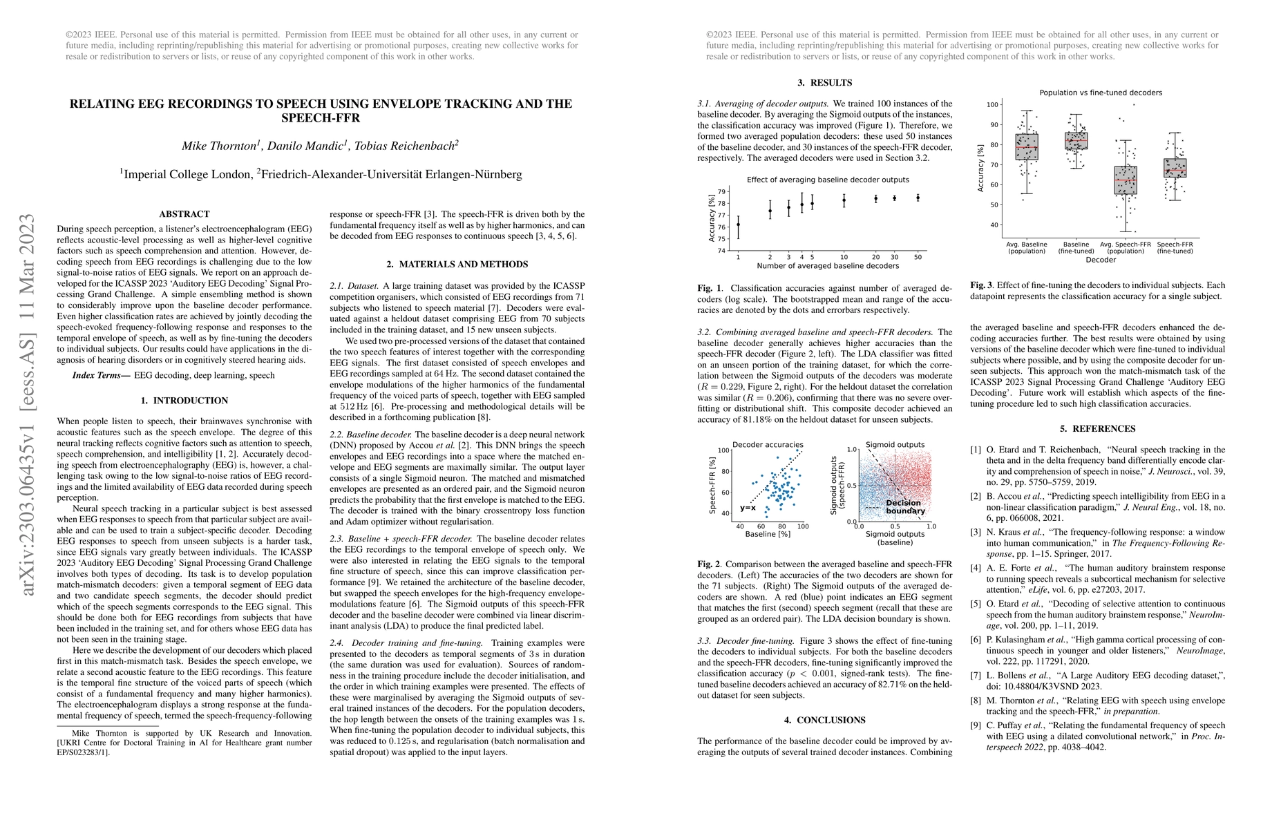 Thumbnail for Relating EEG recordings to speech using envelope tracking and the
  speech-FFR