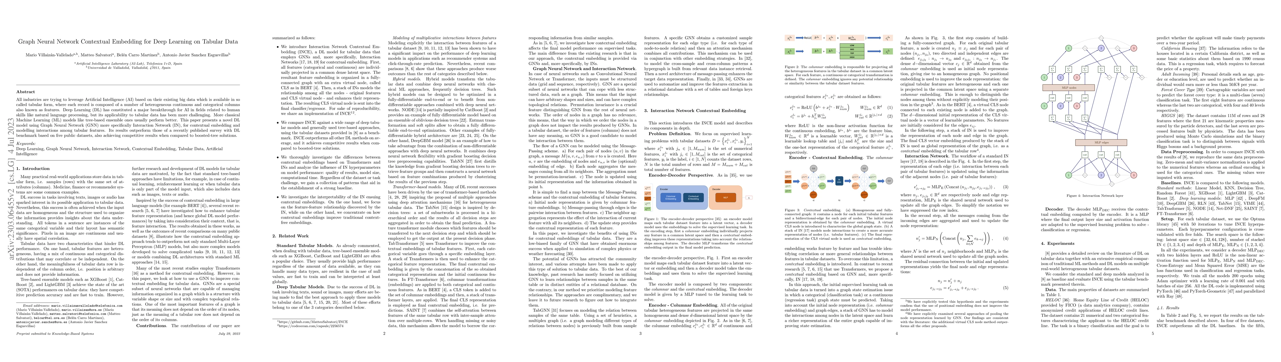 Thumbnail for Graph Neural Network contextual embedding for Deep Learning on Tabular
  Data