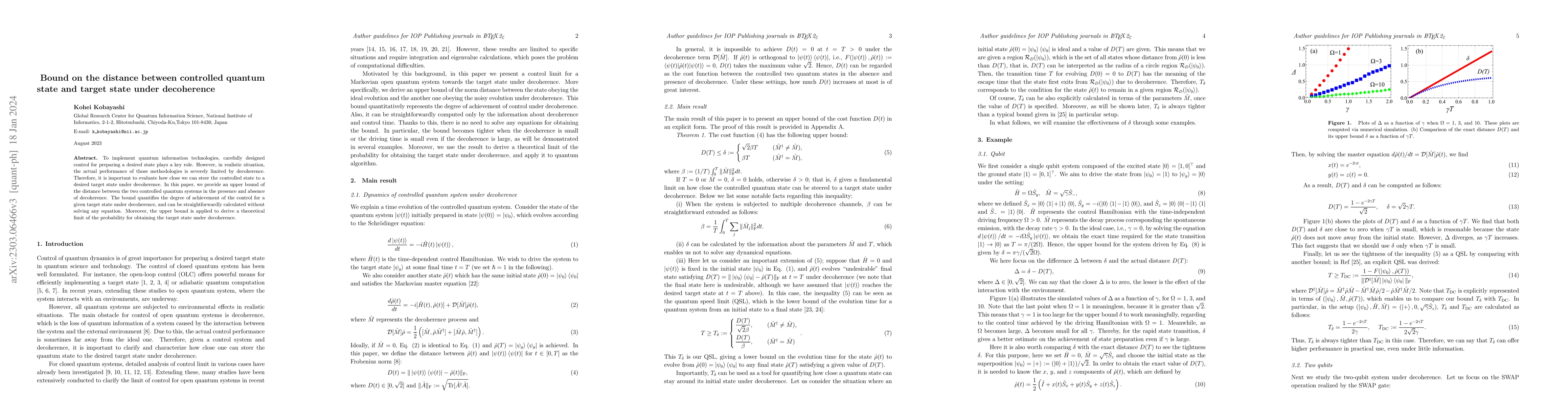 Thumbnail for Bound on the distance between controlled quantum state and target state
  under decoherence