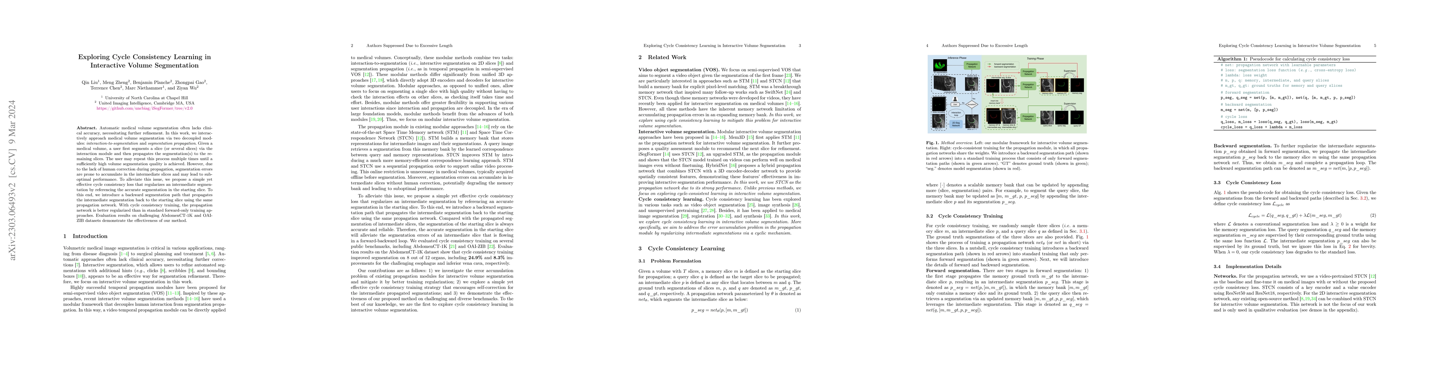 Thumbnail for Exploring Cycle Consistency Learning in Interactive Volume Segmentation