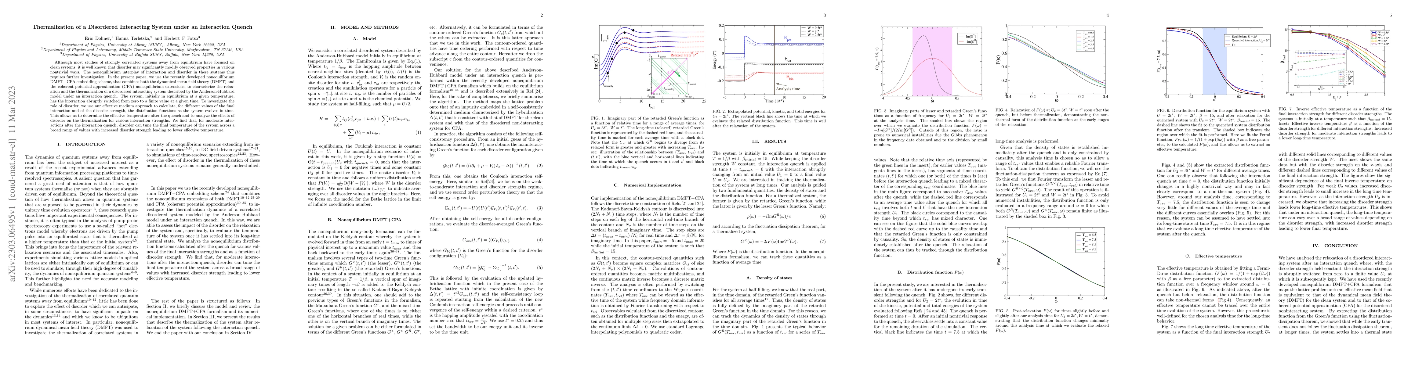 Thumbnail for Thermalization of a Disordered Interacting System under an Interaction
  Quench
