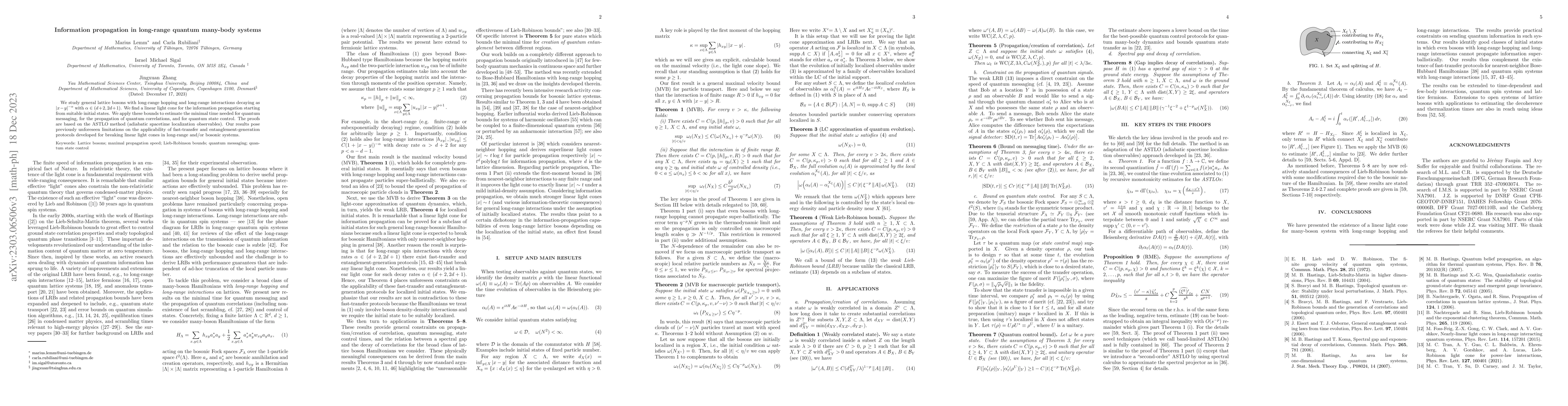 Thumbnail for Information propagation in long-range quantum many-body systems