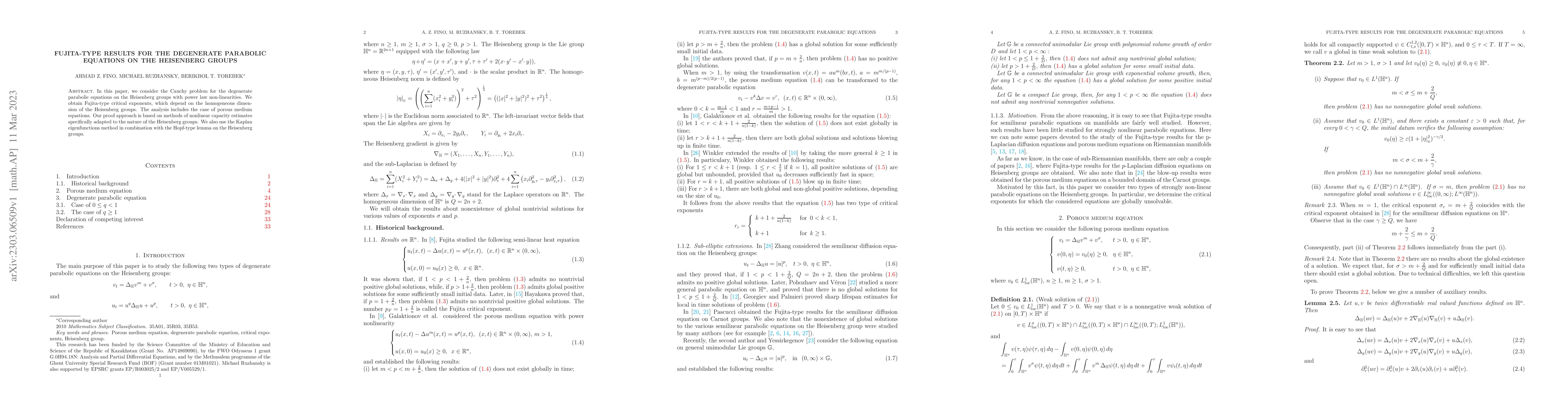 Thumbnail for Fujita-type results for the degenerate parabolic equations on the
  Heisenberg groups