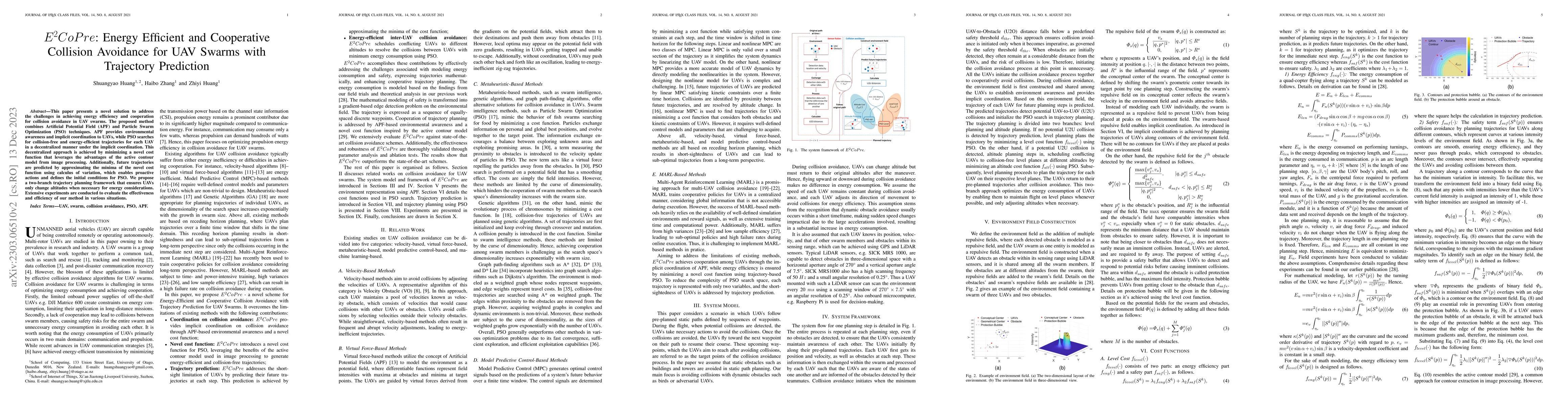 Thumbnail for E2CoPre: Energy Efficient and Cooperative Collision Avoidance for UAV
  Swarms with Trajectory Prediction