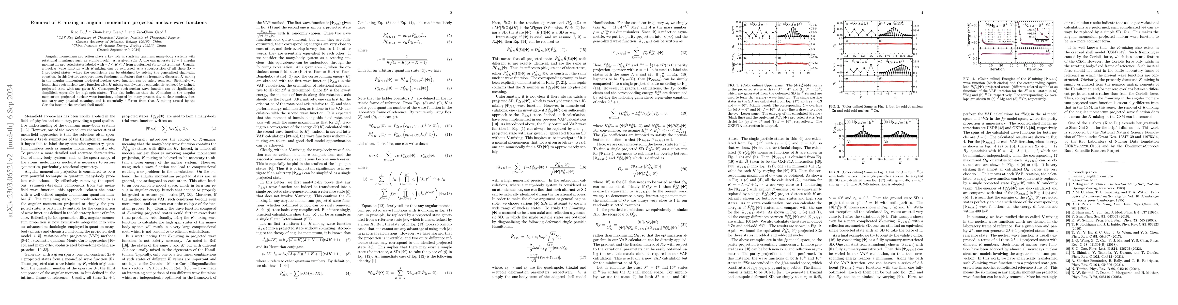 Thumbnail for Removal of $K$-mixing in angular momentum projected nuclear wave
  functions