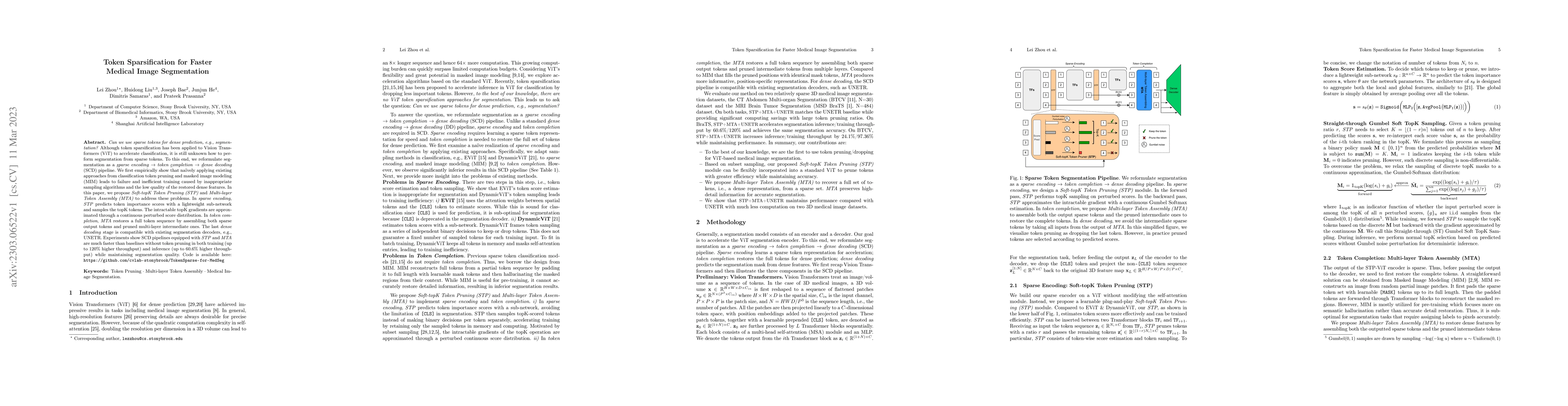 Thumbnail for Token Sparsification for Faster Medical Image Segmentation