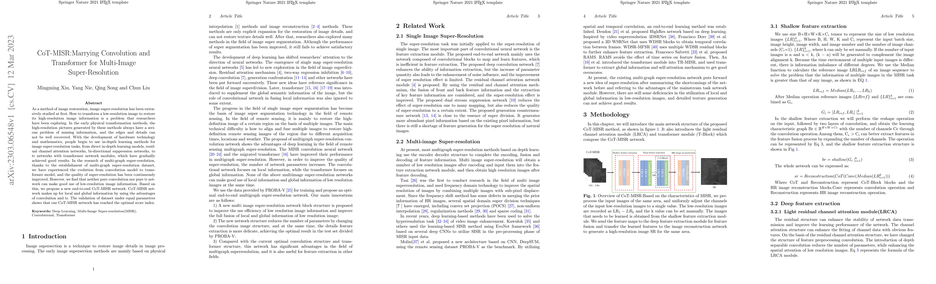 Thumbnail for CoT-MISR:Marrying Convolution and Transformer for Multi-Image
  Super-Resolution