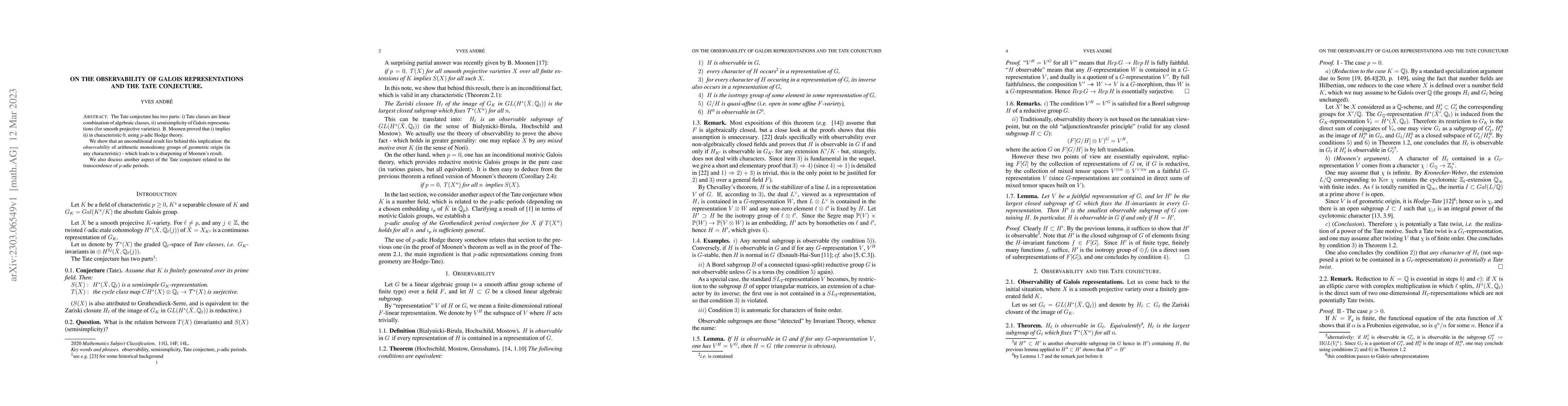 Thumbnail for On the observability of Galois representations and the Tate conjecture