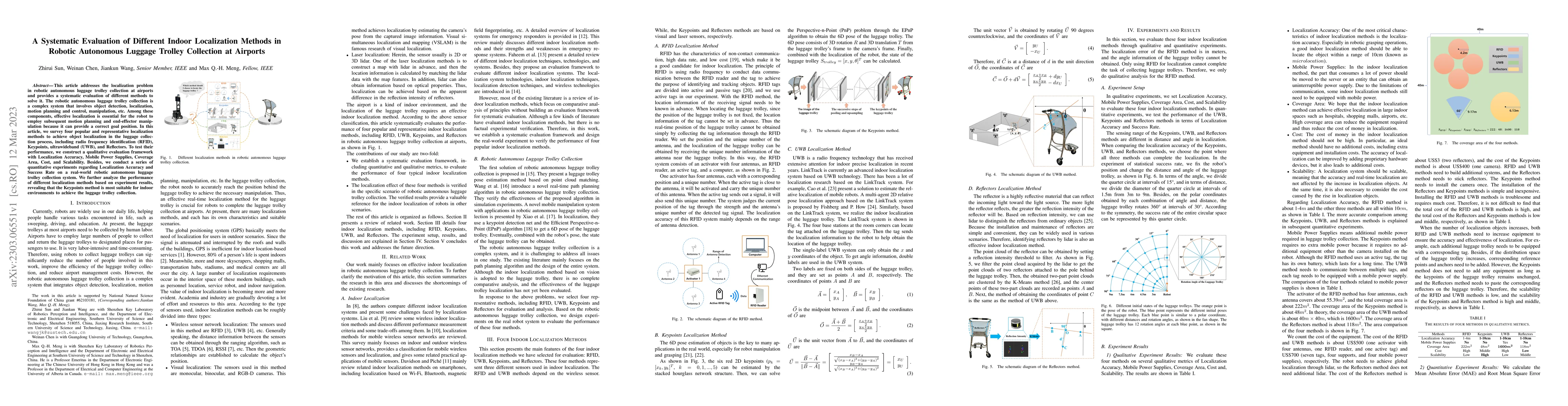 Thumbnail for A Systematic Evaluation of Different Indoor Localization Methods in
  Robotic Autonomous Luggage Trolley Collection at Airports