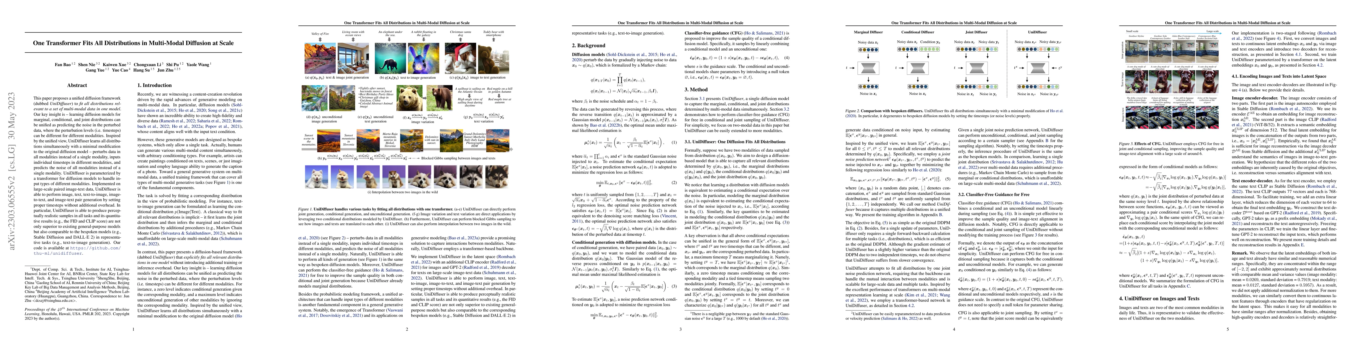 Thumbnail for One Transformer Fits All Distributions in Multi-Modal Diffusion at Scale