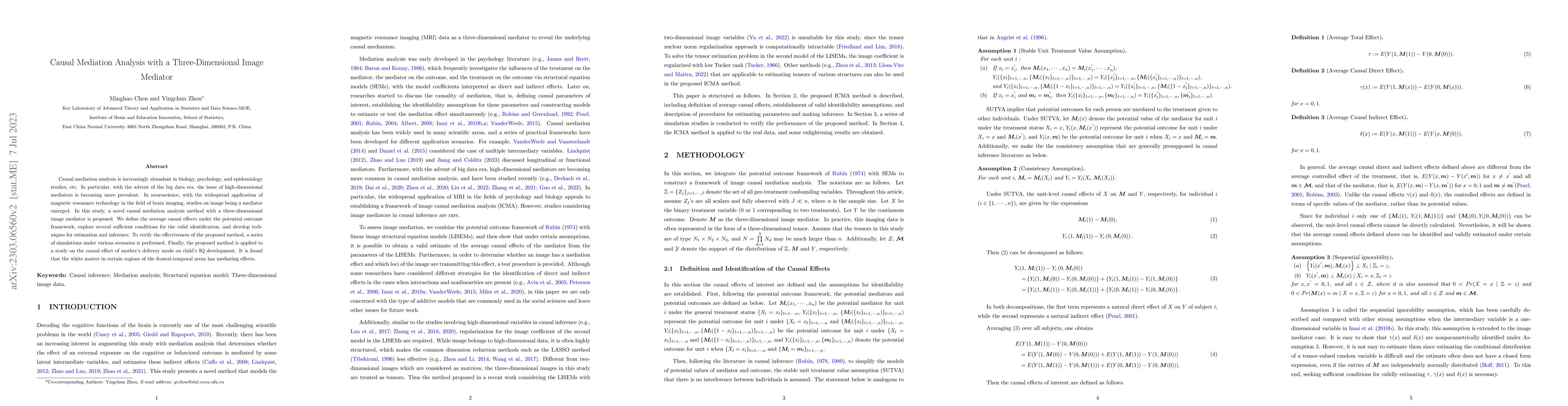 Thumbnail for Causal Mediation Analysis with a Three-Dimensional Image Mediator