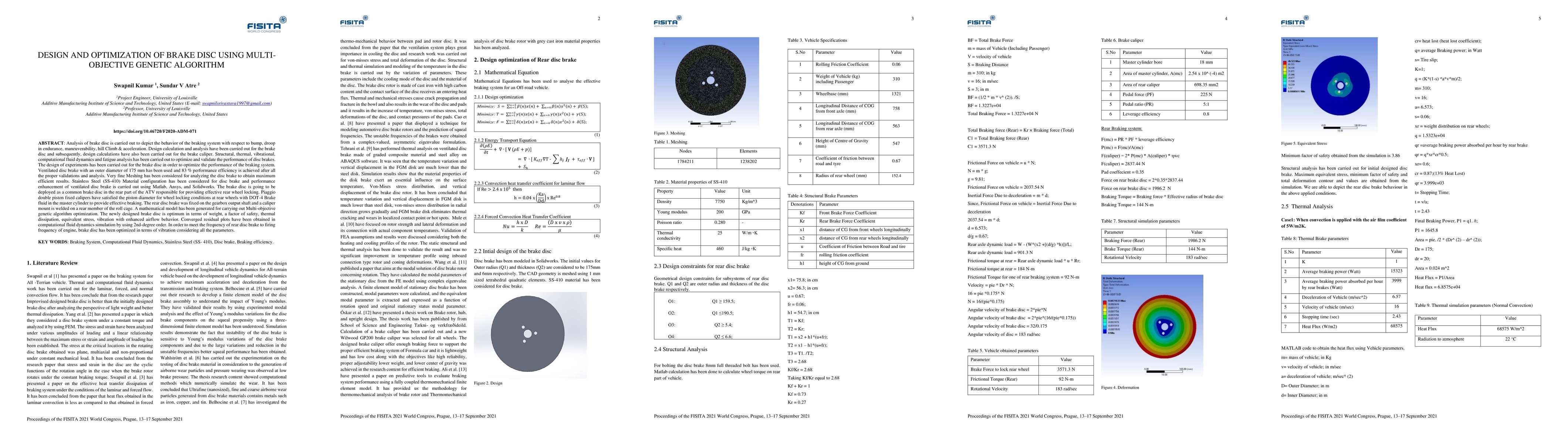 Thumbnail for Design and optimization of brake disc using Multi-Objective genetic
  algorithm