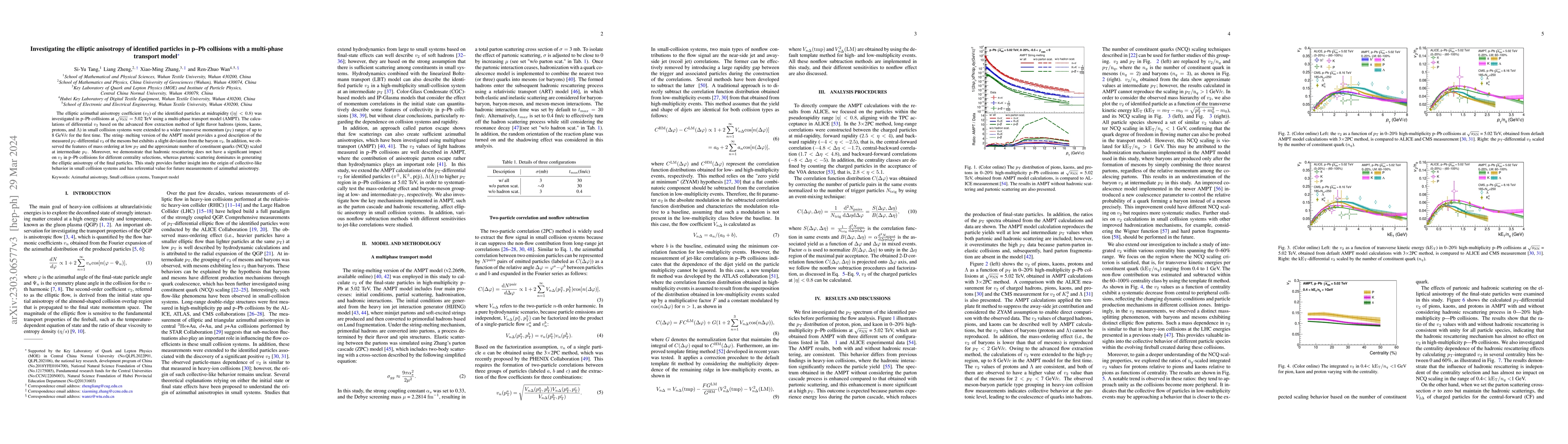Thumbnail for Investigating the elliptic anisotropy of identified particles in p--Pb
  collisions with a multi-phase transport model